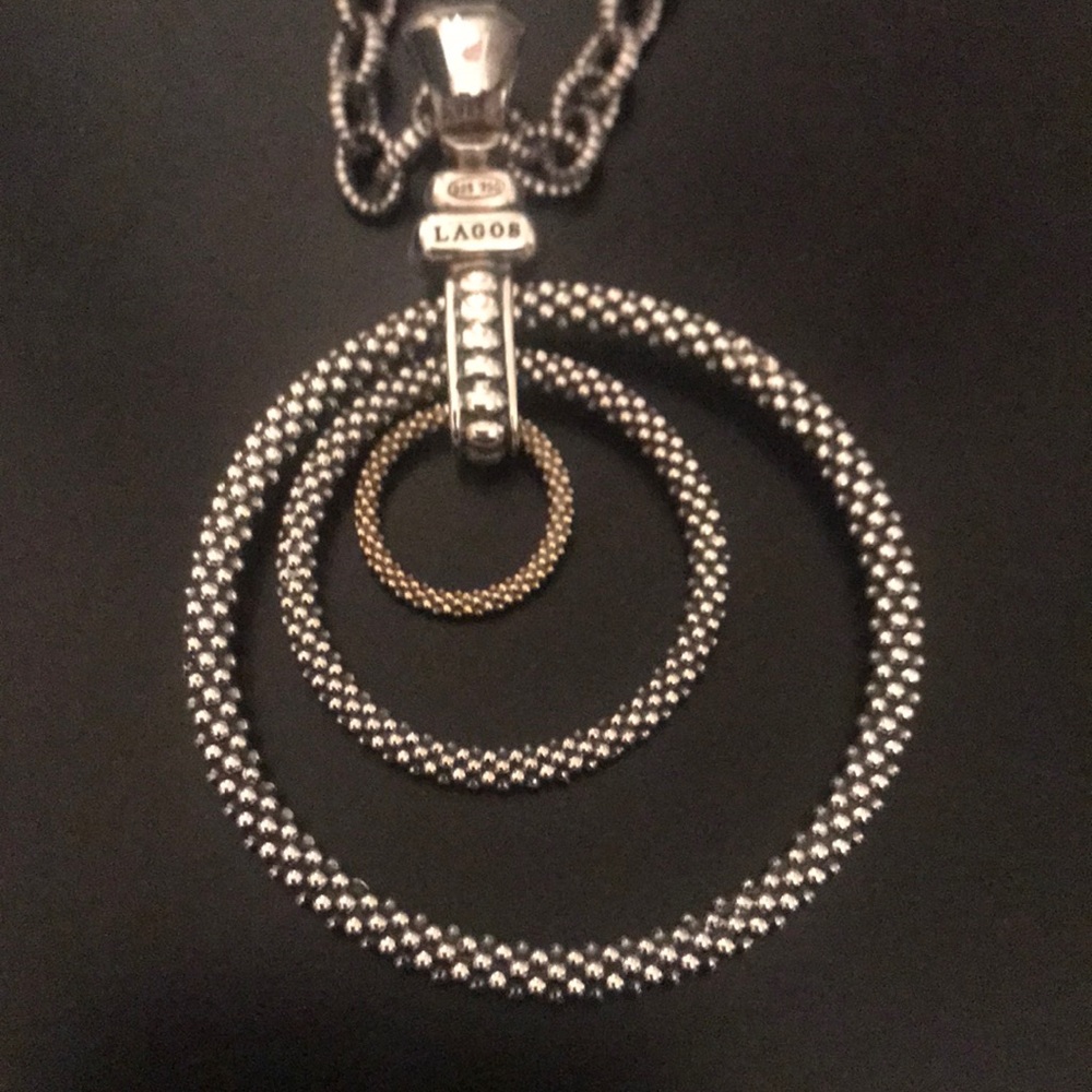 Lagos Signature Caviar Silver and Gold Necklace